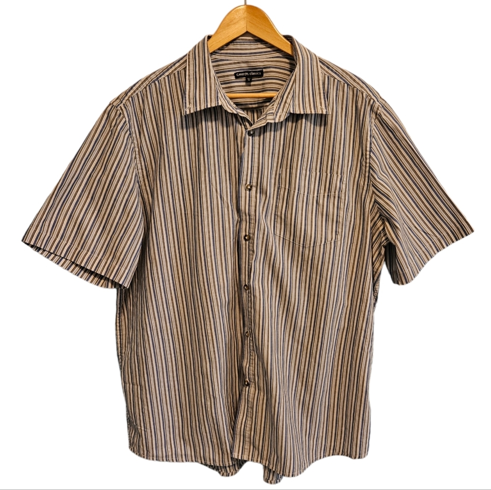 George Classics XL Pinstriped Button-Down Shirt (Size XL)